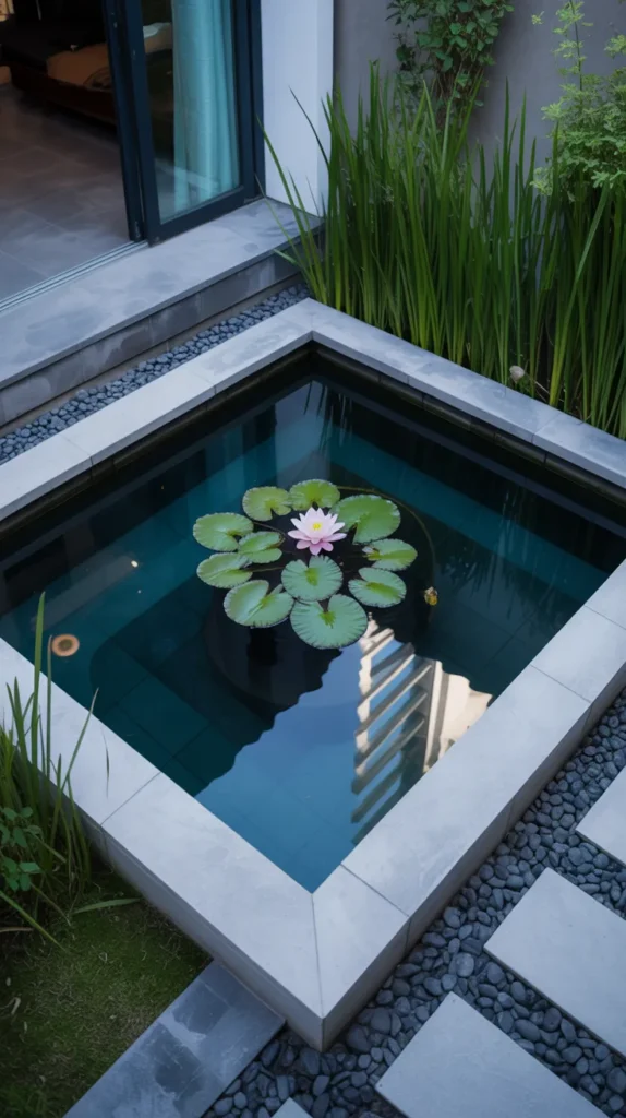 house with pond in backyard