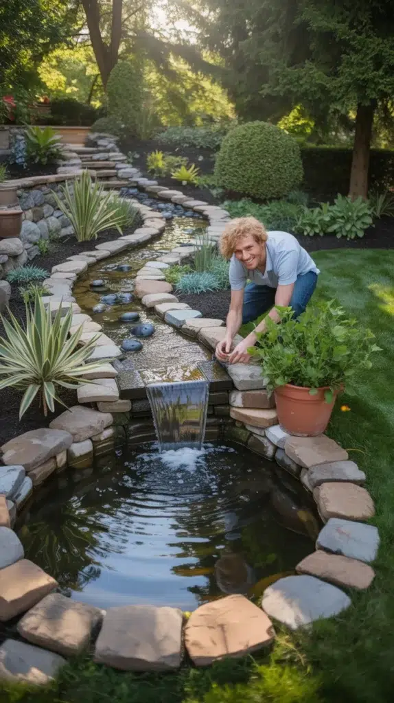 diy-waterfall-pond-backyard