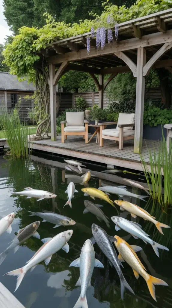 coy fish pond backyard