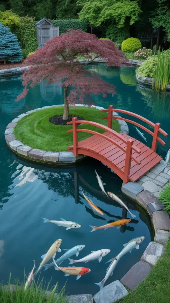 coy fish pond backyard