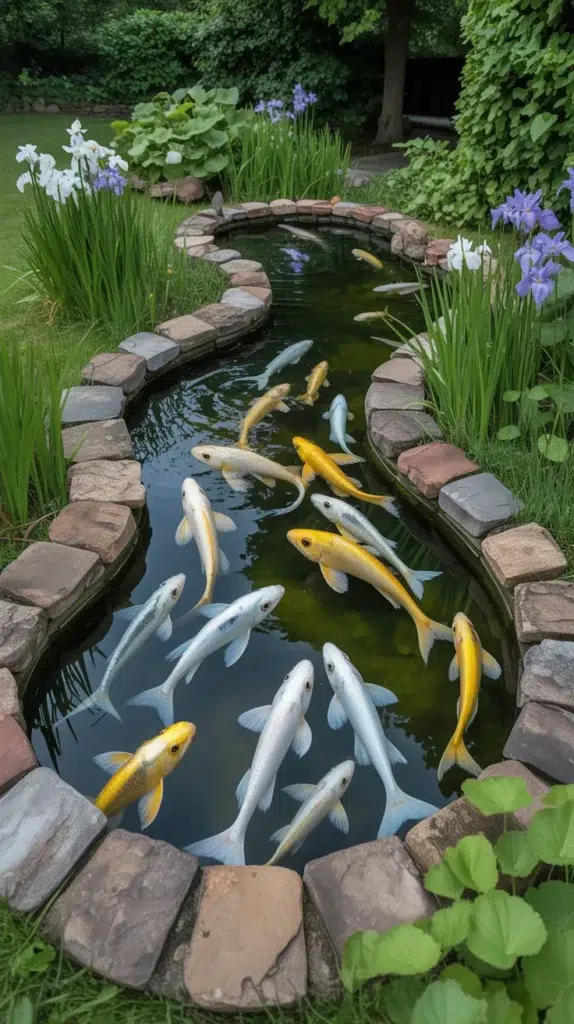 coy fish pond backyard
