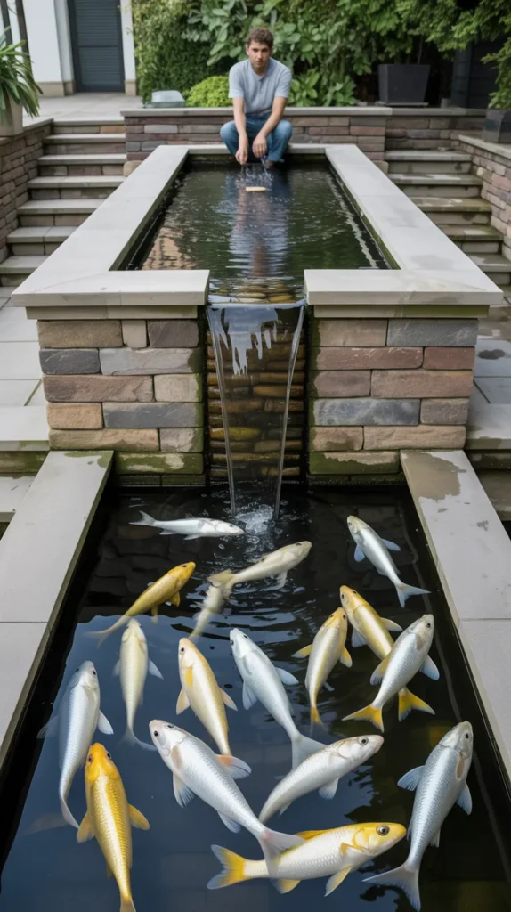 coy fish pond backyard