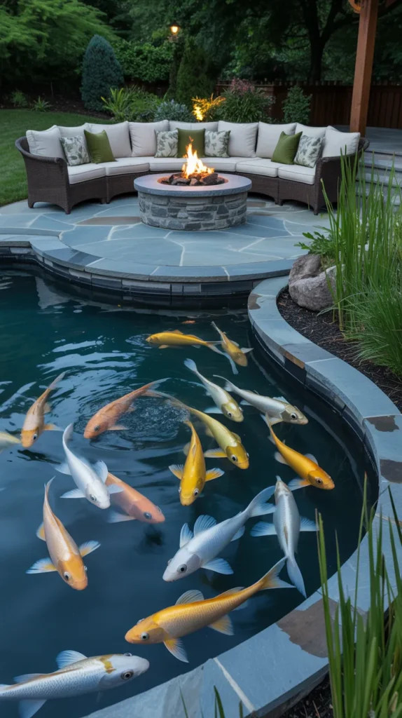 coy fish pond backyard