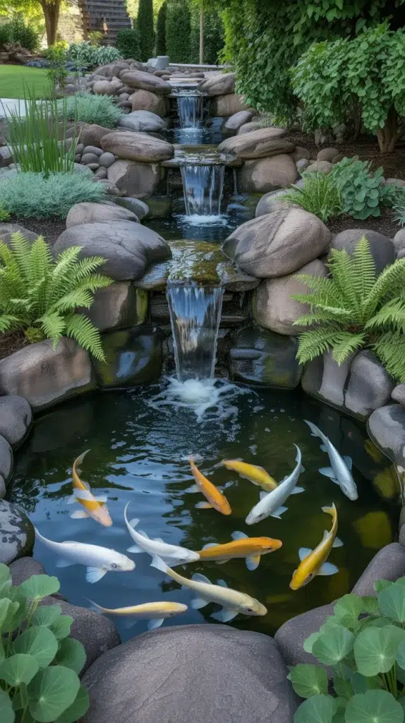 coy fish pond backyard