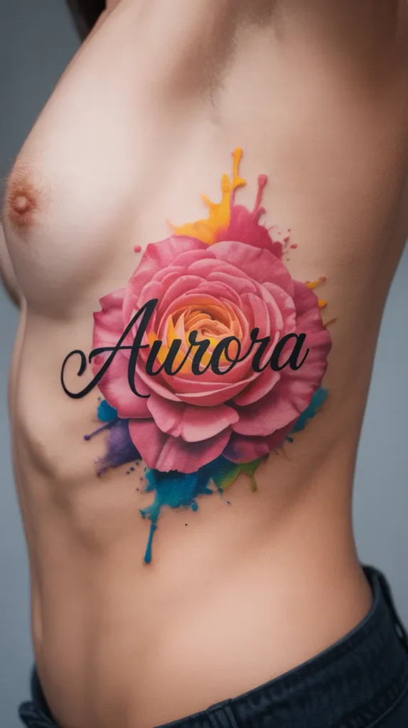 Birth Flower With-Name-Tattoo