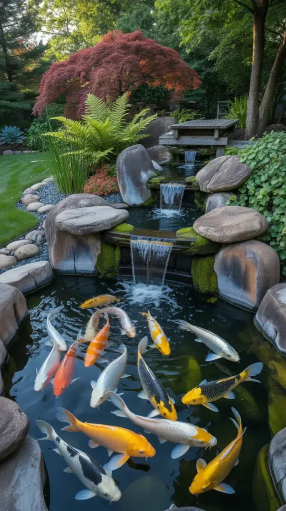 coy fish pond backyard