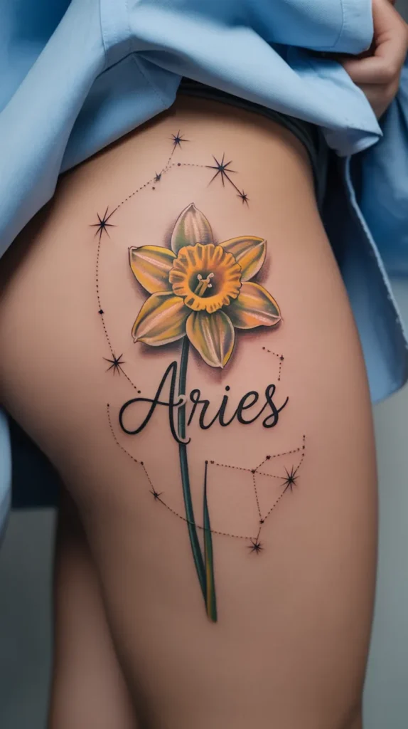 Birth Flower With-Name-Tattoo