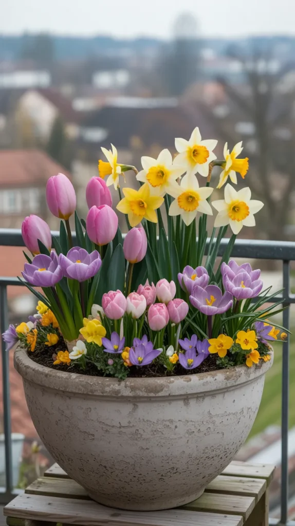Potted Flowers On Balcony