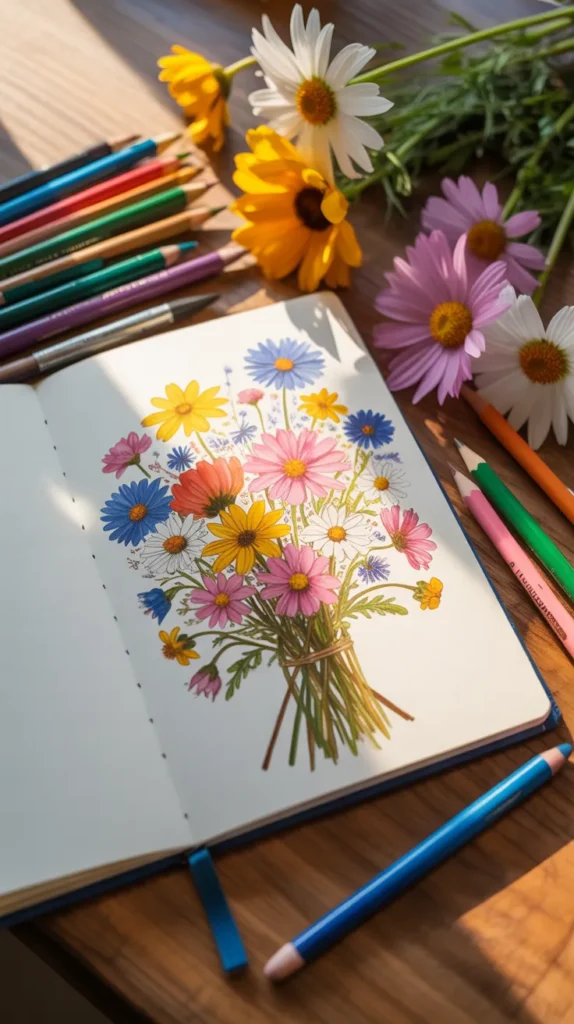 Colorful-Flowers-Drawing