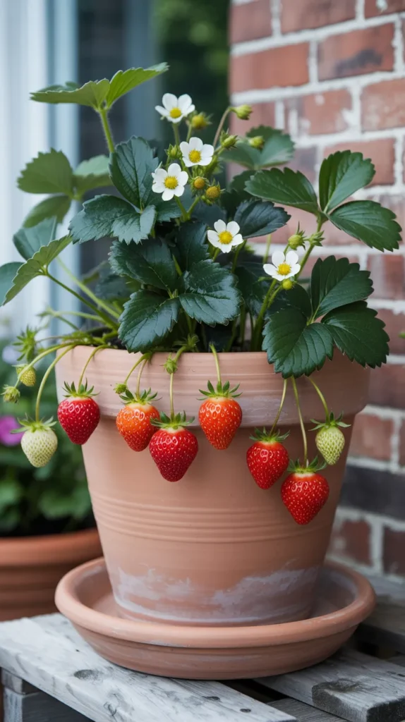 Potted Flowers On Balcony