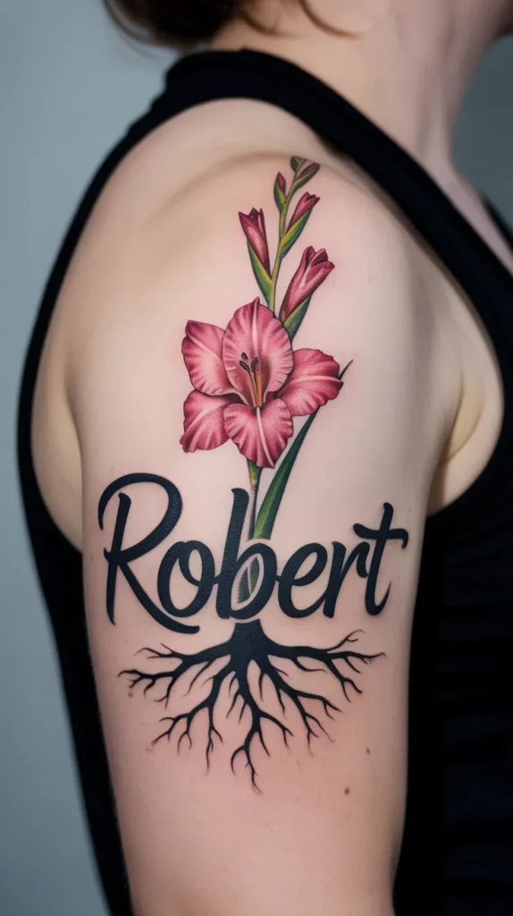 Birth Flower With-Name-Tattoo