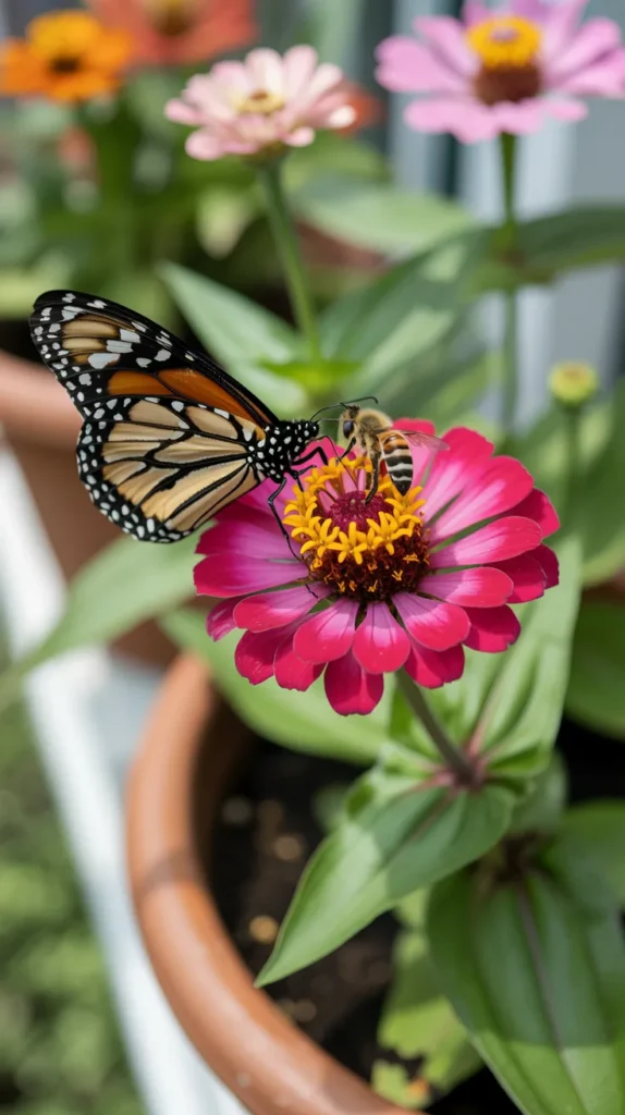 Potted Flowers On Balcony