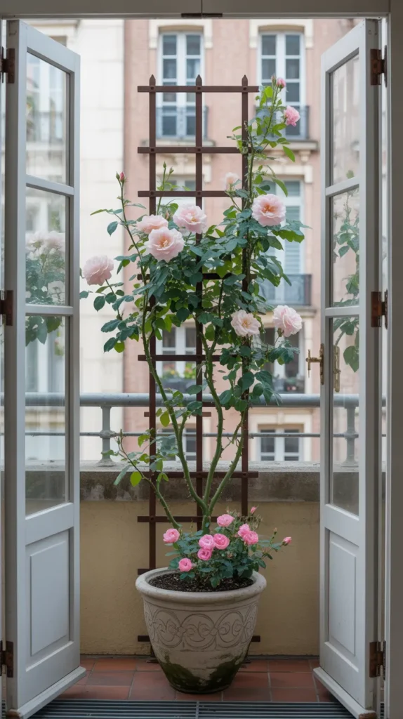 Potted Flowers On Balcony