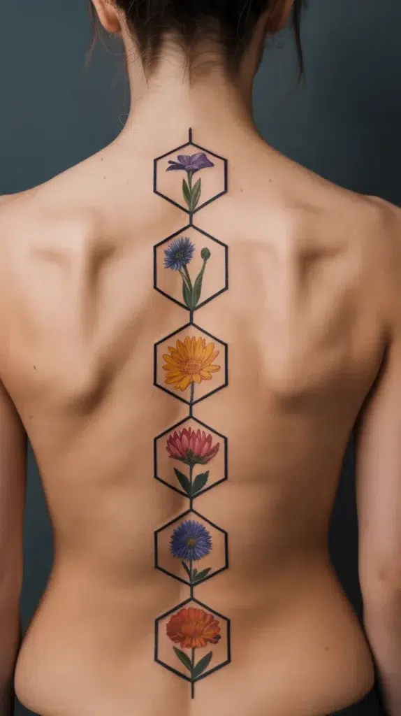 Birth Flower-Spine-Tattoo