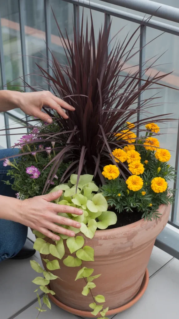 Potted Flowers On Balcony