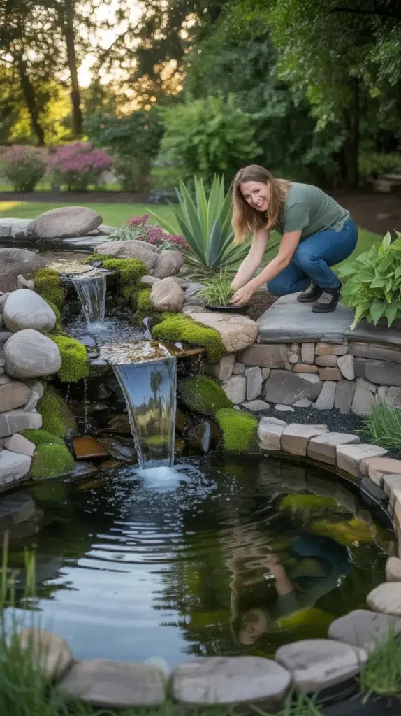 diy backyard pond and waterfa