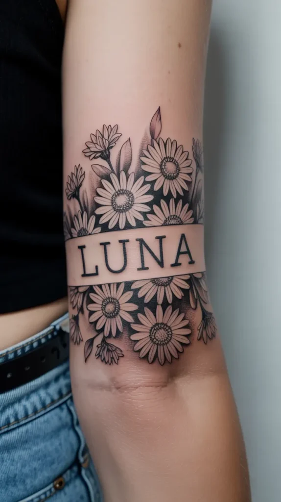 Birth Flower With-Name-Tattoo