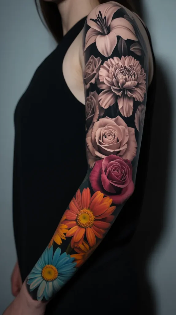 Birth Flower-Sleeve-Tattoo