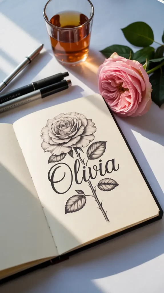 Birth Flower With-Name-Tattoo