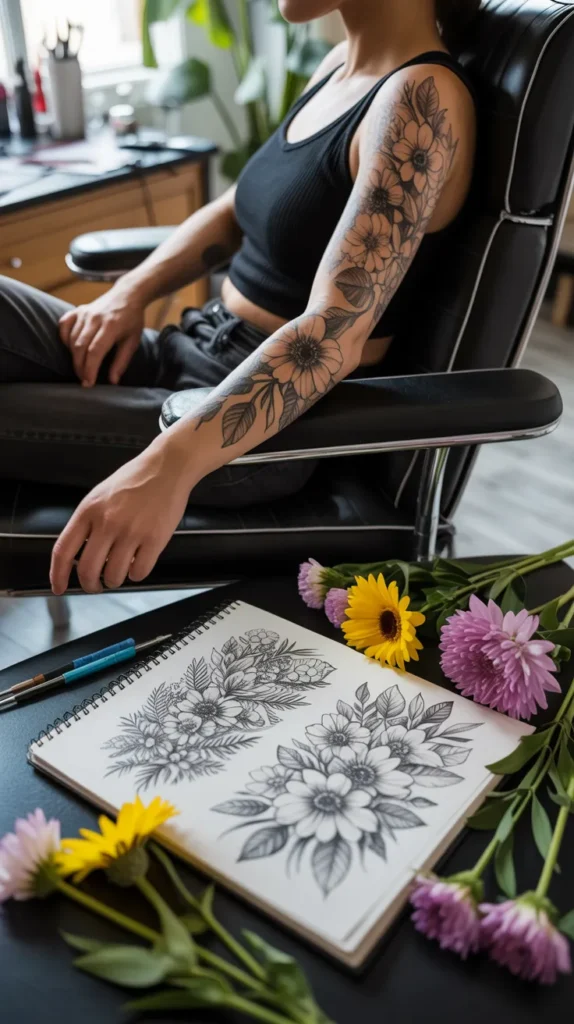 Birth Flower-Sleeve-Tattoo