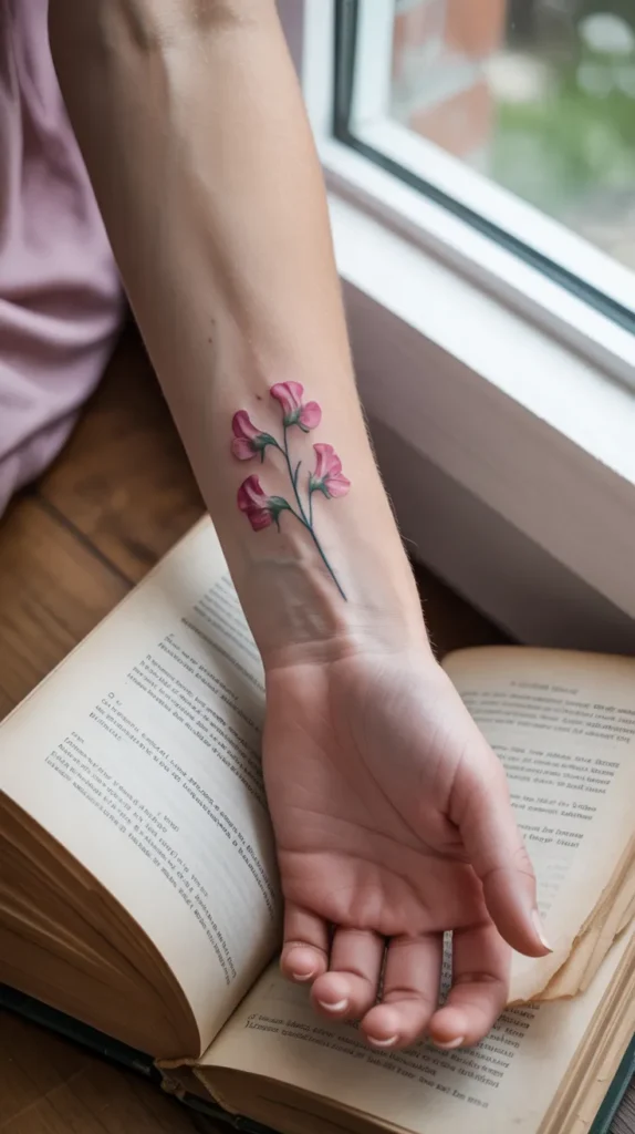 Sweet Pea Birth Flower-Tattoo
