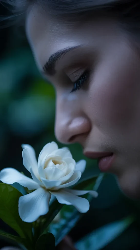 Woman-Smelling-Flowers