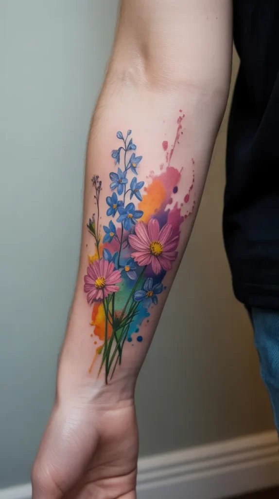 Colorful Flowers-Tattoo