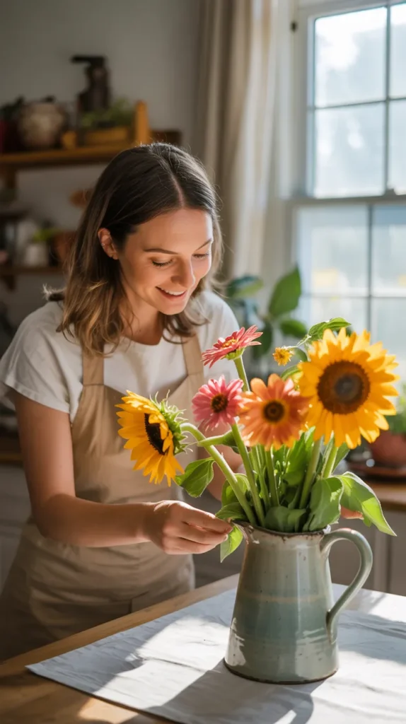 Woman-Smelling-Flowers