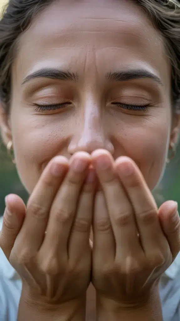 Smelling-Flowers-Pose