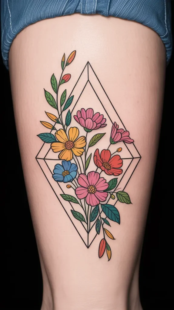 Colorful Flowers-Tattoo