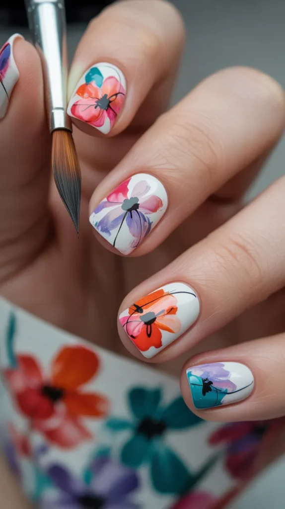 Colorful-Flowers-Nails