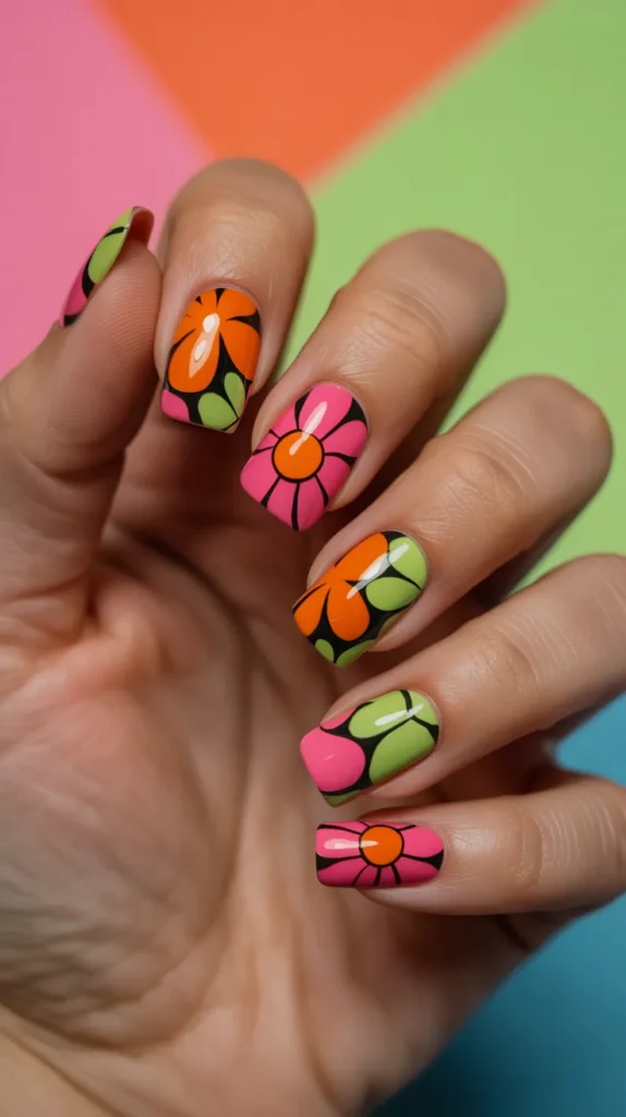 Colorful-Flowers-Nails