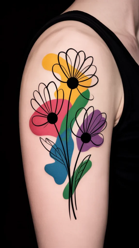 Colorful Flowers-Tattoo