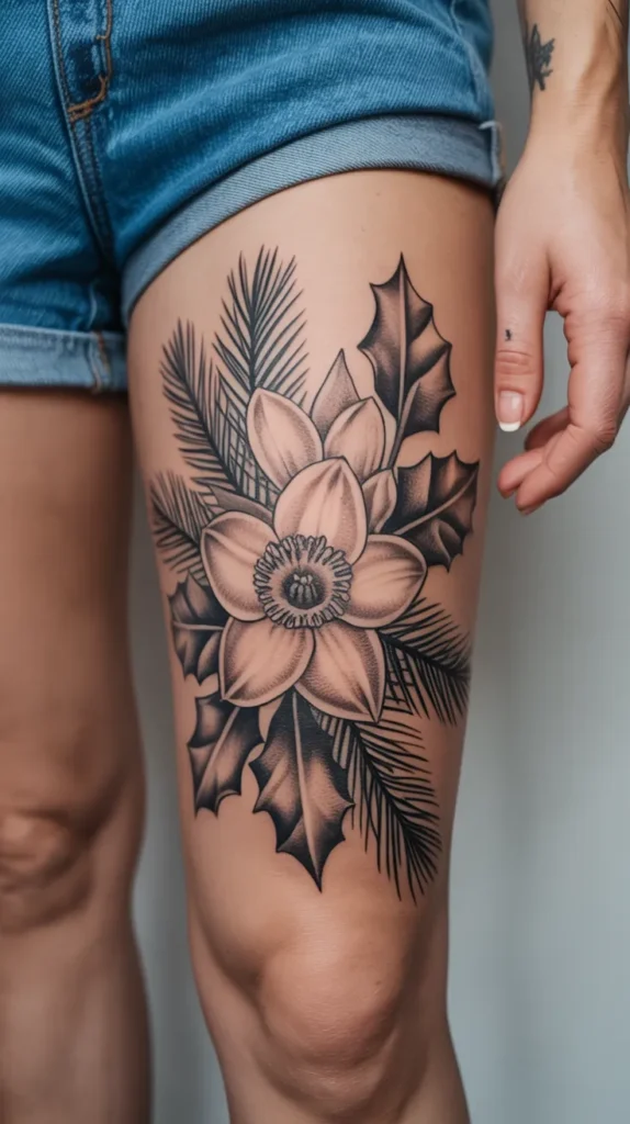 December-Birth-Flower Tattoo