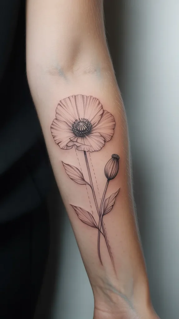 Fine Line Birth Flower-Tattoo