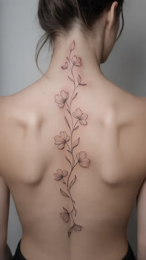 Fine Line Birth Flower-Tattoo