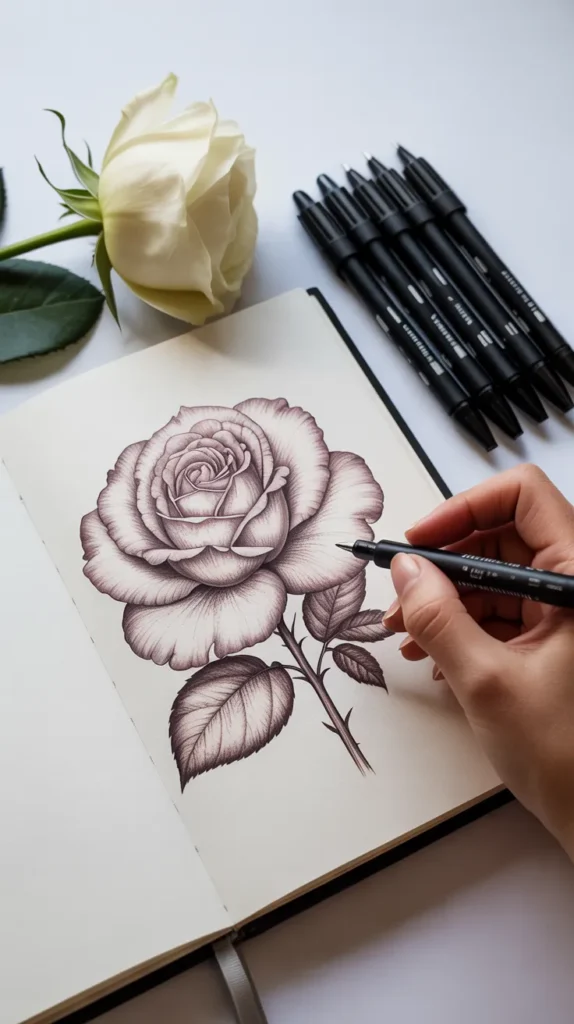 Fine Line Birth Flower-Tattoo