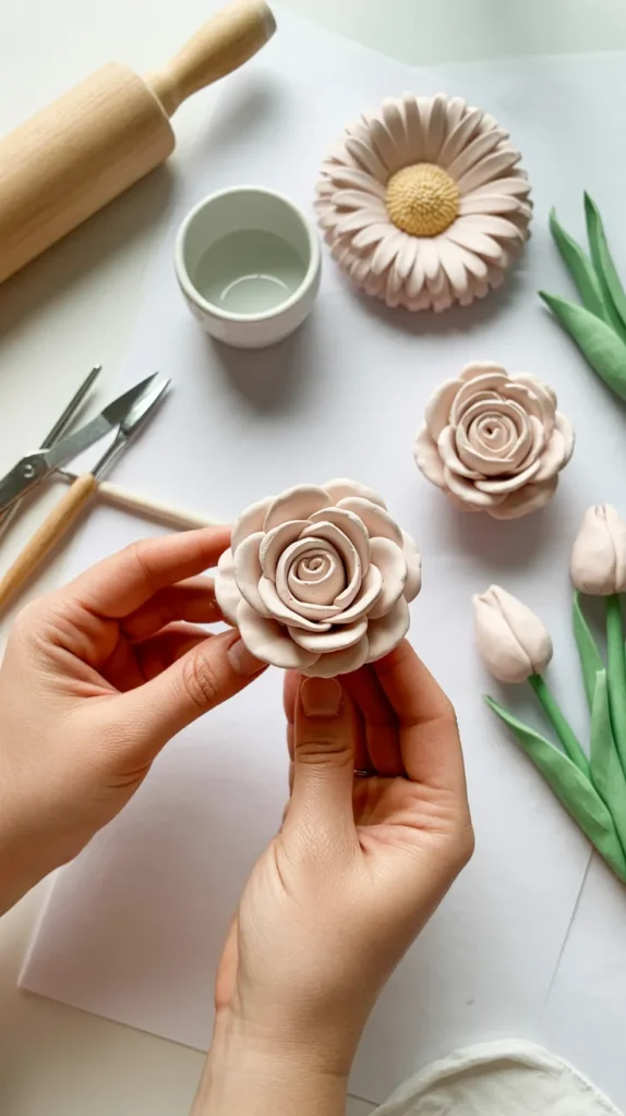 Air Dry Clay-Flowers-Tutorial