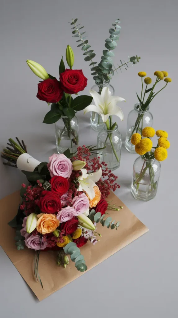 Bud Vases-Colorful-Flowers