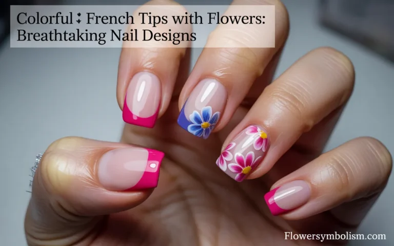 colorful french tips with flowers
