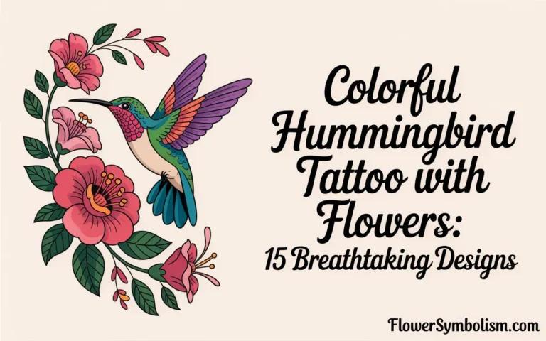 colorful hummingbird tattoo with flowers