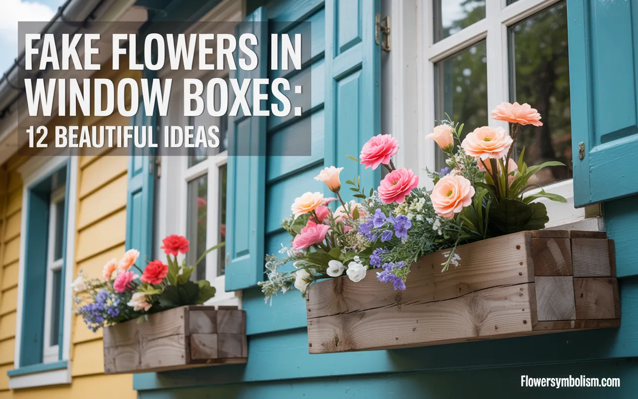 fake flowers in window boxes