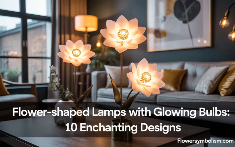 flower-shaped lamps with glowing bulbs
