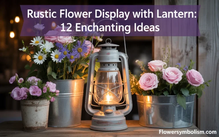 rustic flower display with lantern