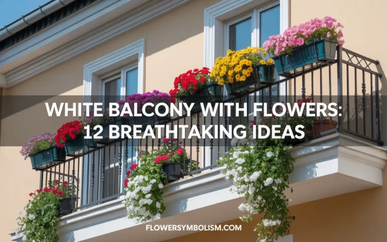 white balcony with flowers