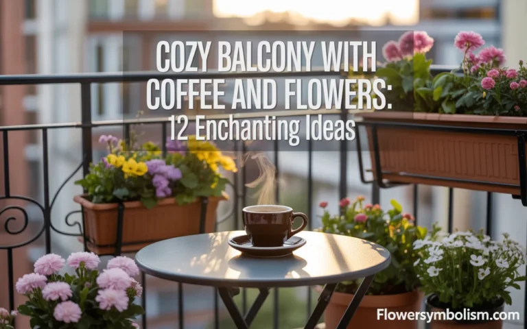 cozy balcony with coffee and flowers