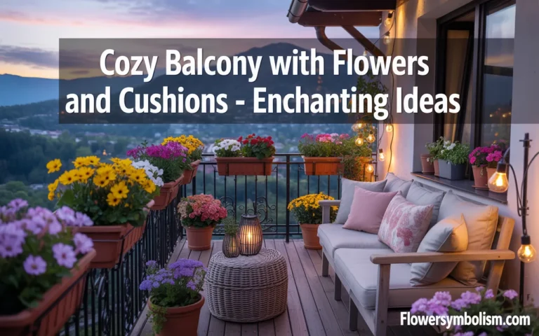 cozy balcony with flowers and cushions