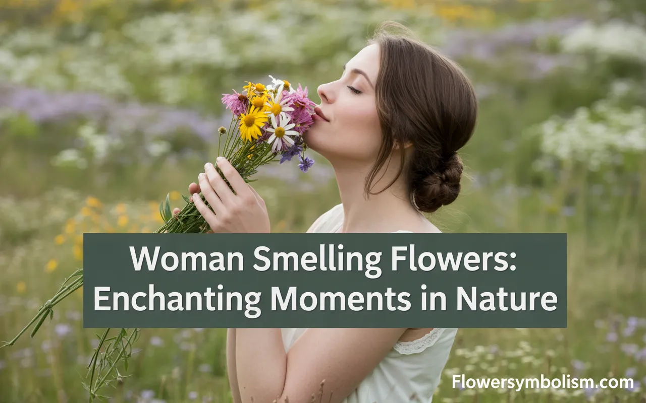 woman smelling flowers