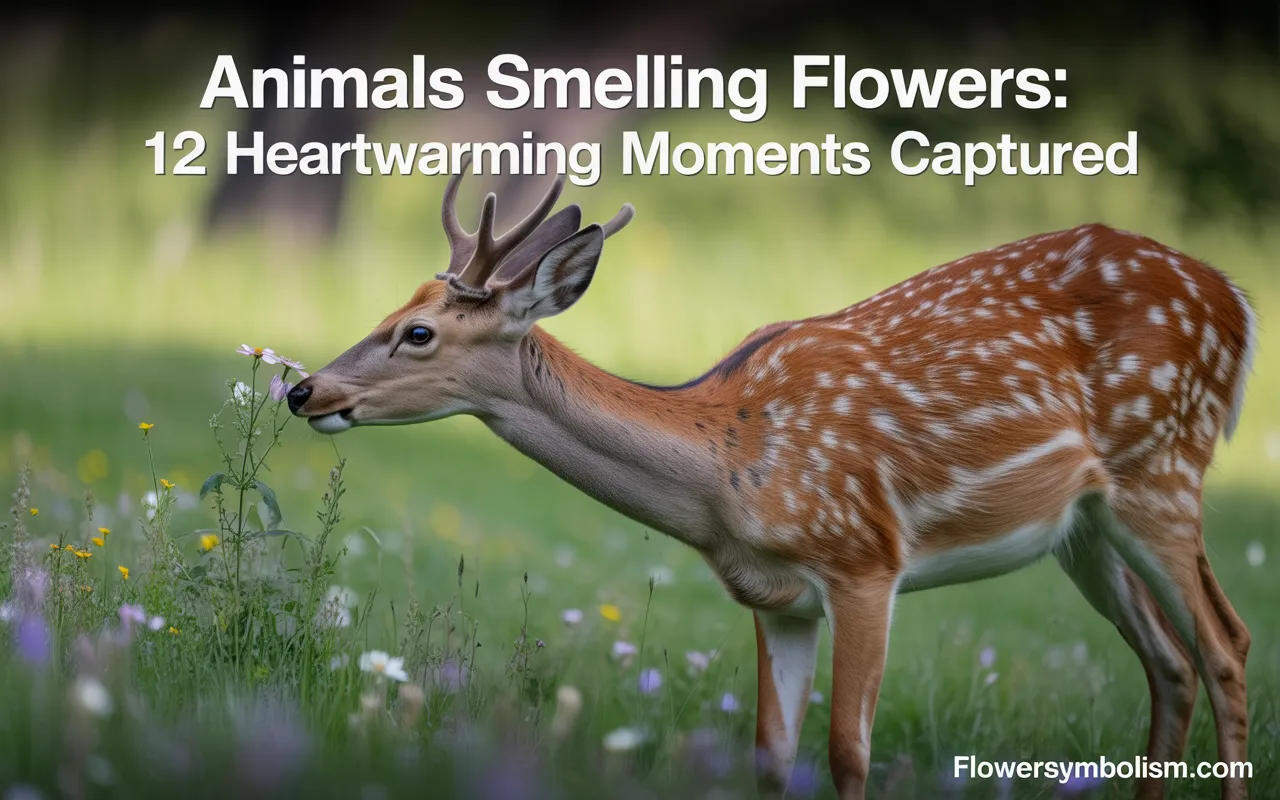 animals smelling flowers