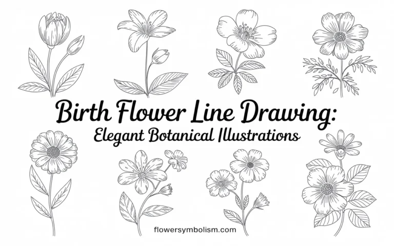 birth flower line drawing